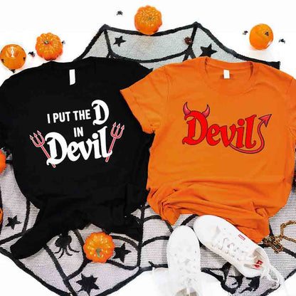 I Put the D in Devil Shirts For Couples Funny Matching Him & Her Halloween T-Shirts