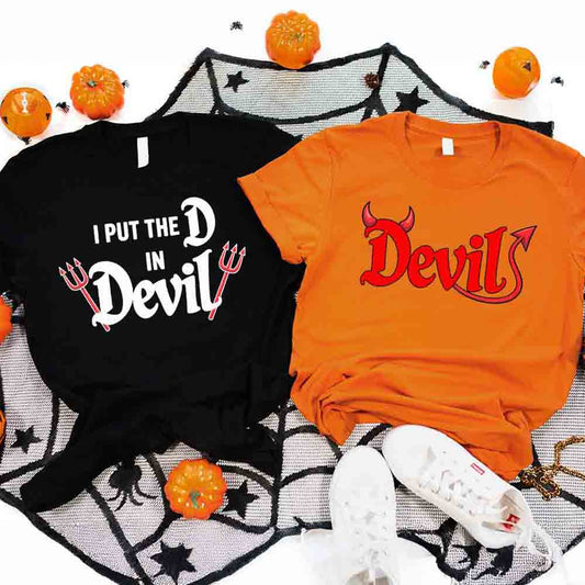 I Put the D in Devil Shirts For Couples Funny Matching Him & Her Halloween T-Shirts Adorb.co