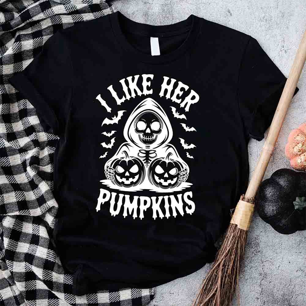 I Like Her Pumpkins & His Broomstick Shirts | Funny Matching Halloween Couple T-Shirts Adorb.co