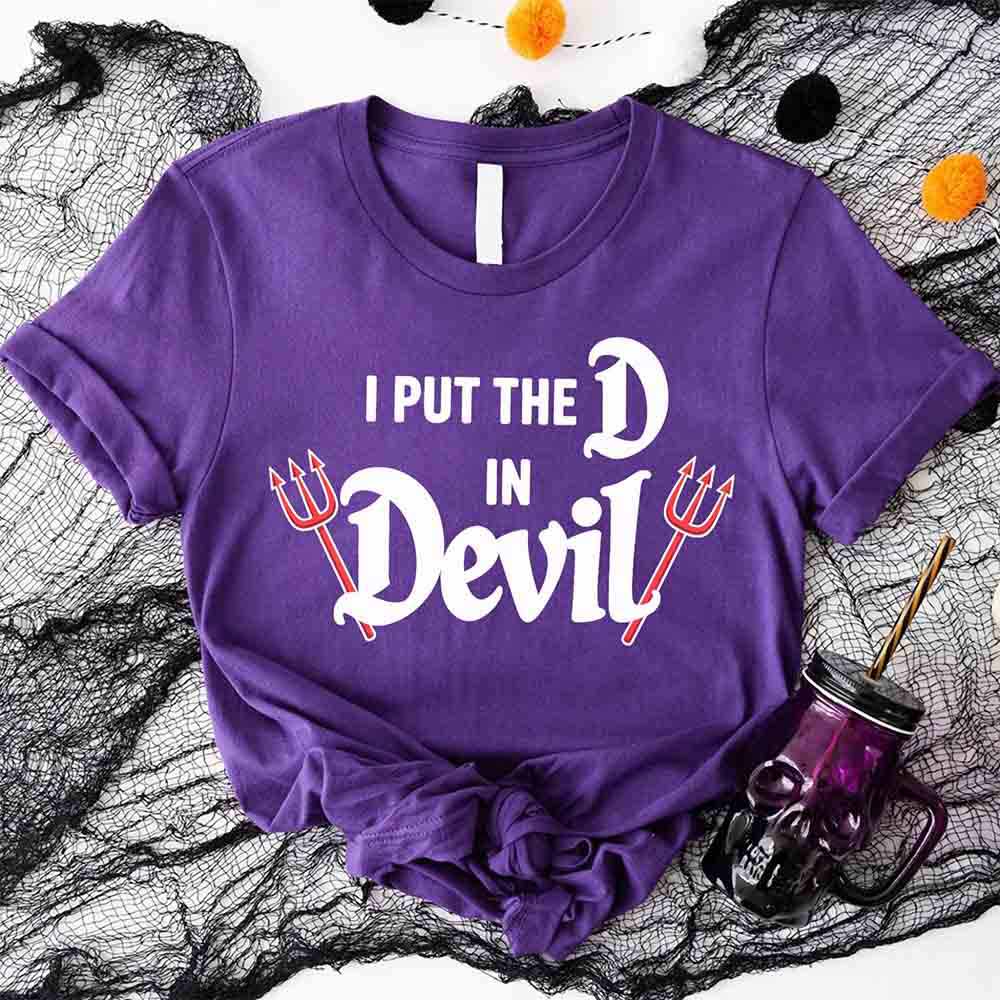 I Put the D in Devil Shirts For Couples Funny Matching Him & Her Halloween T-Shirts Adorb.co