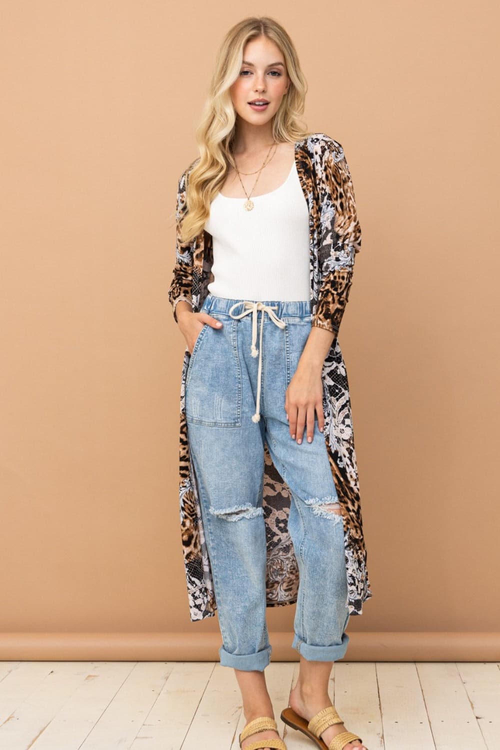 Leopard print long cardigan - chic style