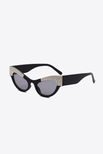 UV400 Rhinestone Trim Cat-Eye Sunglasses.