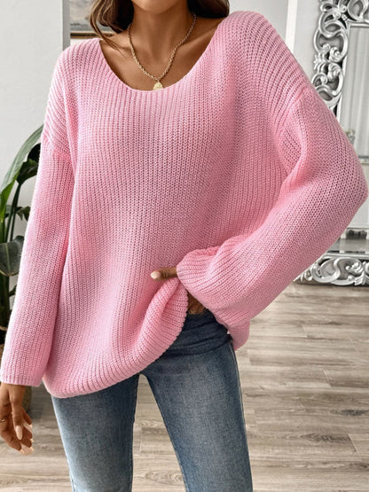 Cozy round neck long sleeve pullover sweater