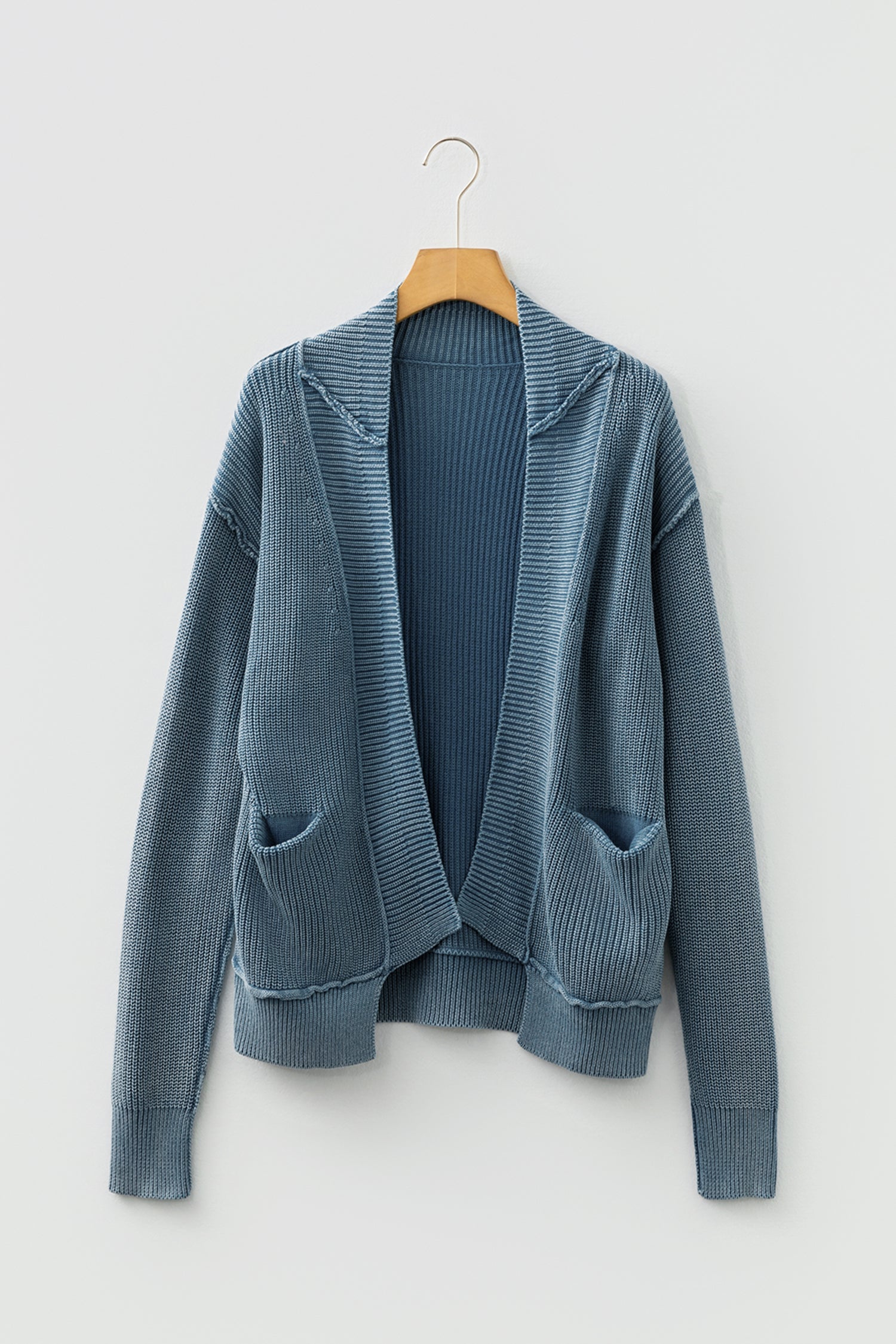 Evergreen Mineral Wash Exposed Seam Patchwork Knit Open Sweater Cardigan Dear-Lover Dropshipping