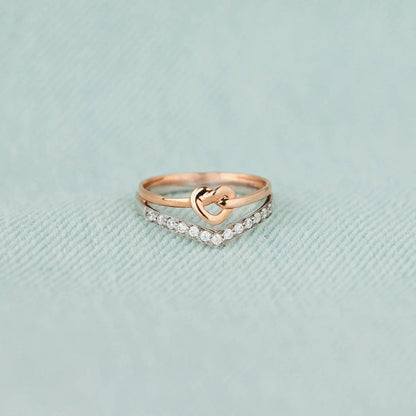 Knotted Heart Shape Inlaid Zircon Ring.