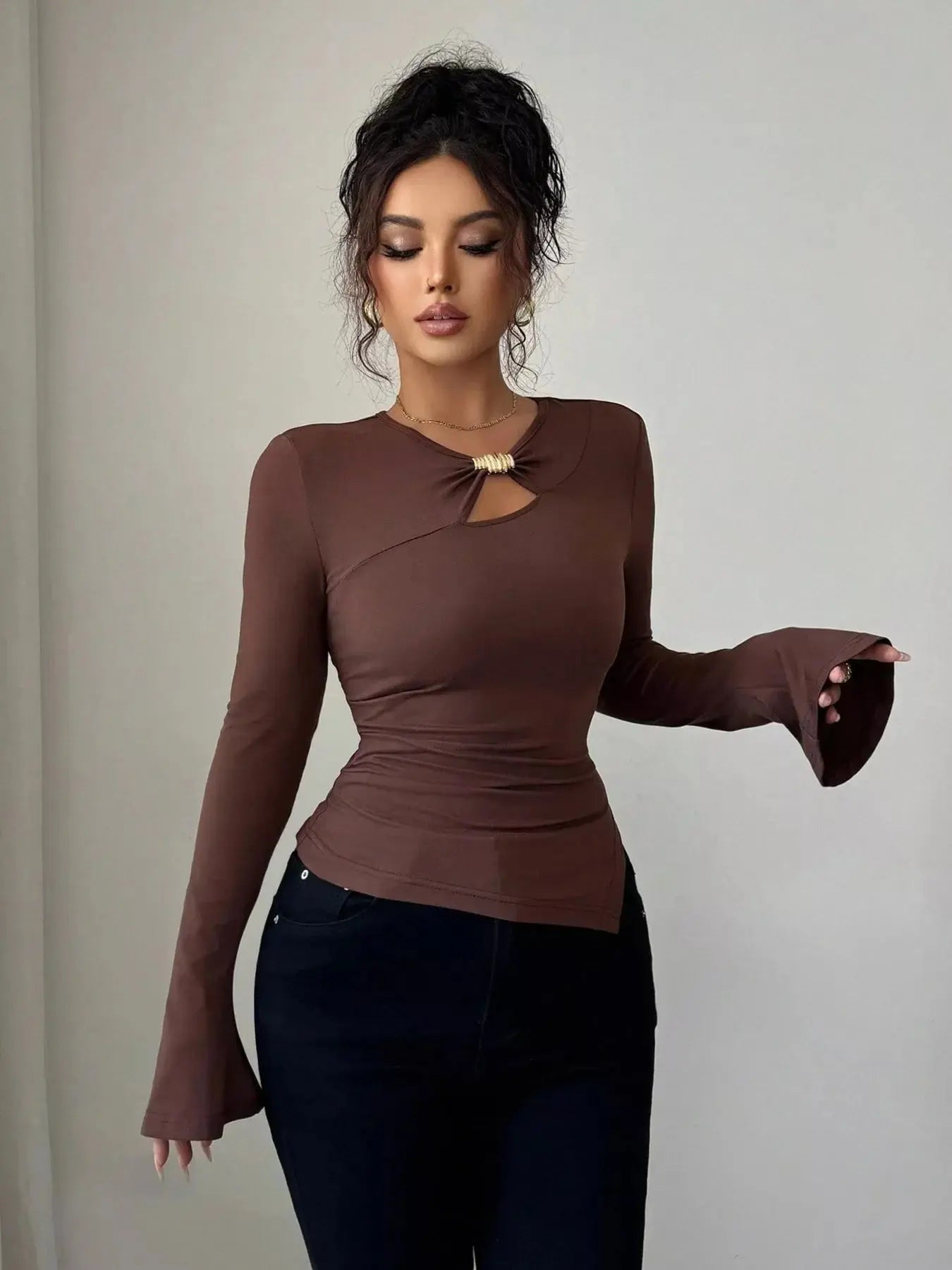 Cutout Long Sleeve T-Shirt Simply Love