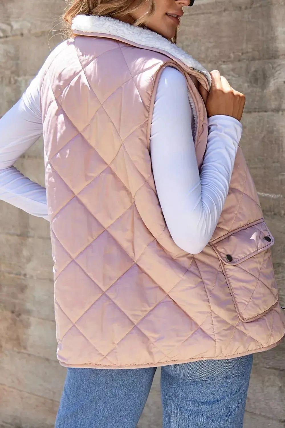 Quilted Sherpa-Lined Vest Coat Simply Love