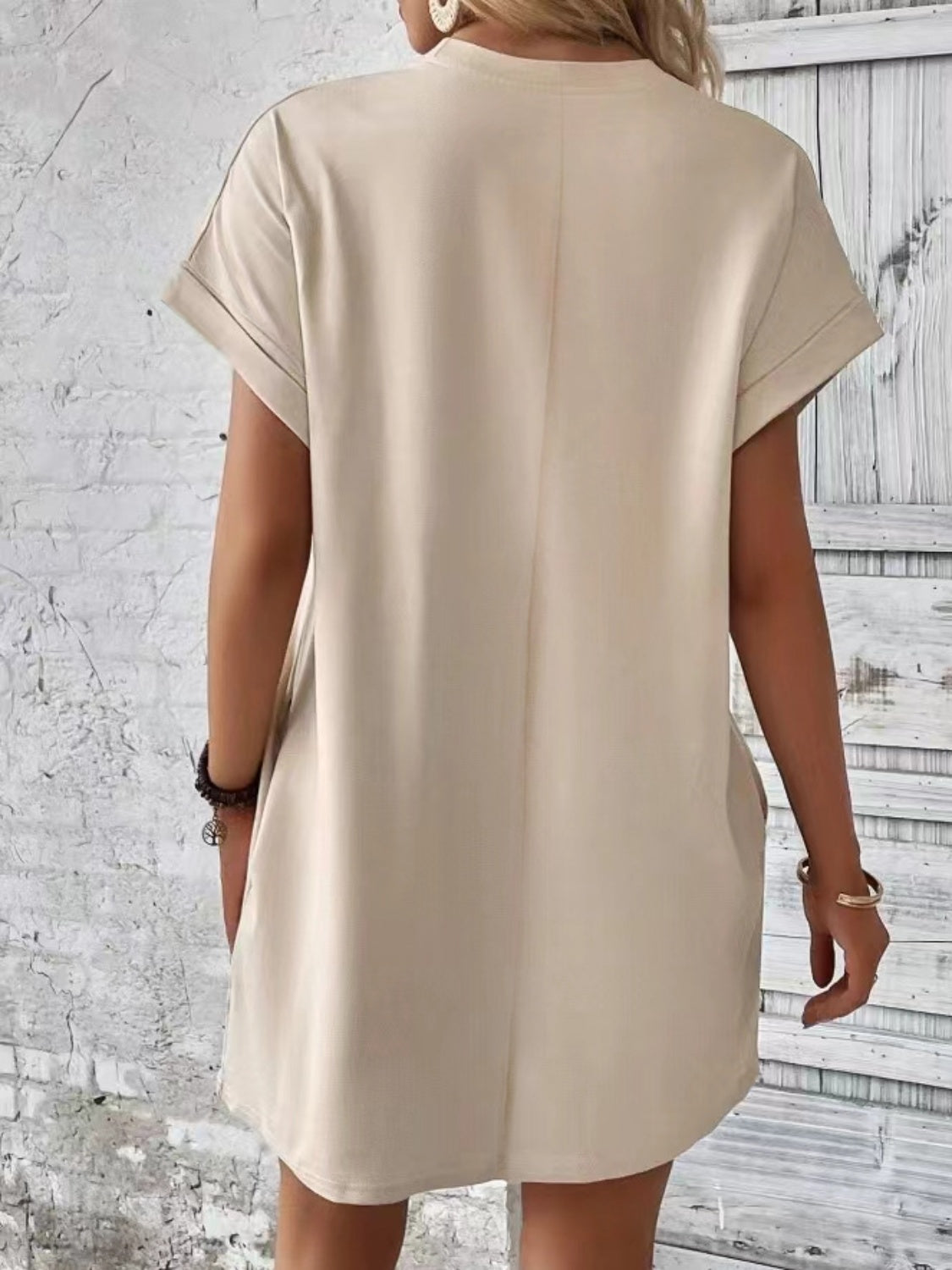 Pocketed Round Neck Short Sleeve Dress Coco’s Tee Boutique
