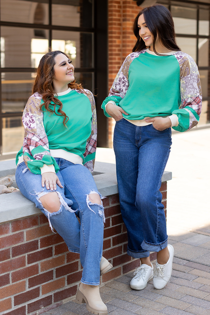 Chic sky blue plus size sweatshirt