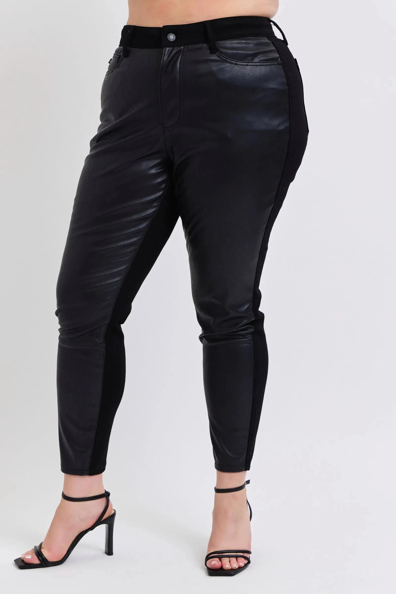 Judy Blue Plus Size HW Faux Leather Skinny Pants Coco’s Tee Boutique