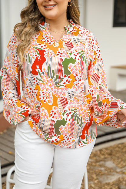 Floral abstract plus size blouse