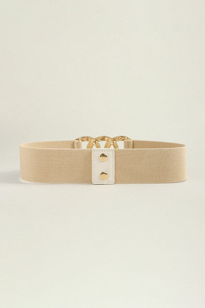 Zinc Alloy Buckle Elastic Wide Belt.