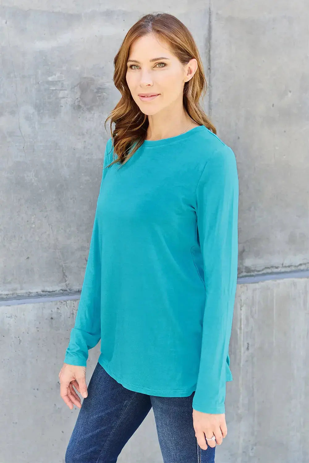 Basic Bae Full Size Round Neck Long Sleeve Top - Love Salve