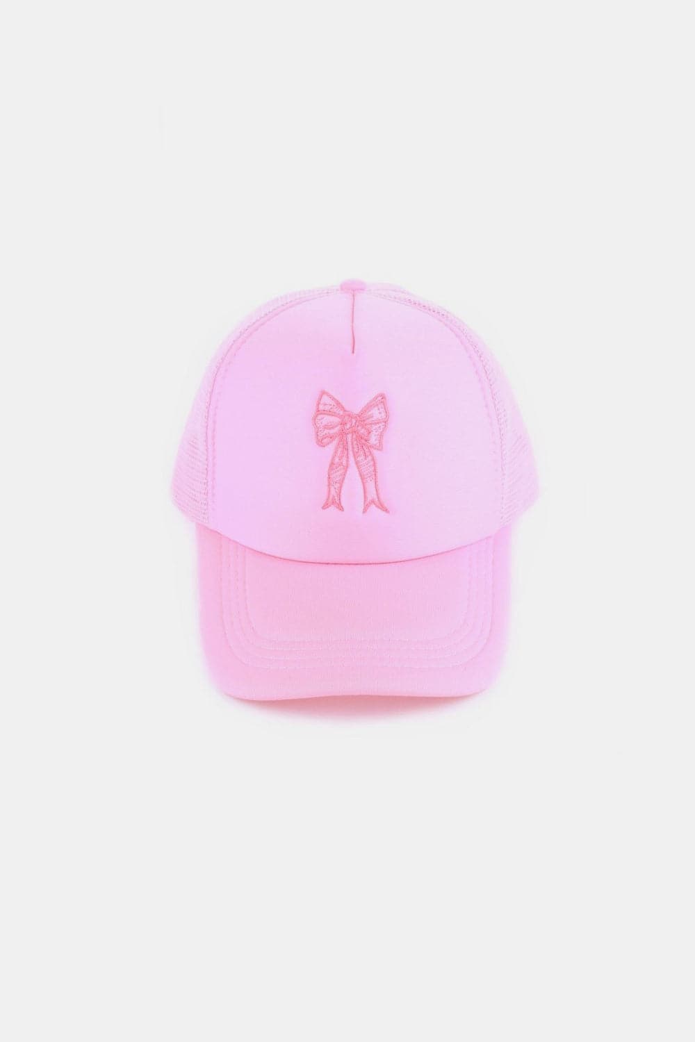 Zenana Ribbon Bow Embroidery Trucker Hat.