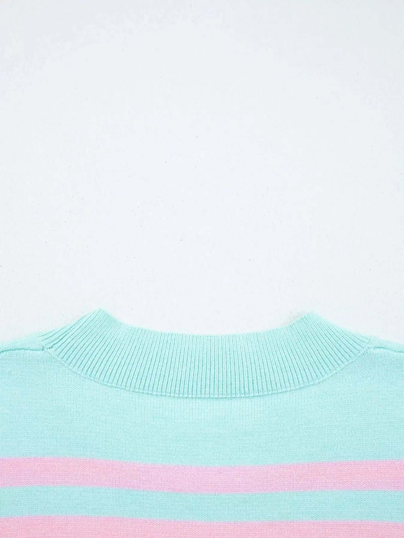 Multicolour Striped Boxy Fit Cropped Knit Sweater With Ribbed Trim Simply Love