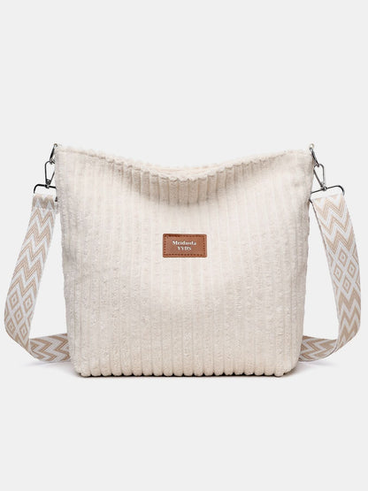 Corduroy Solid Color Crossbody with Removable Strap