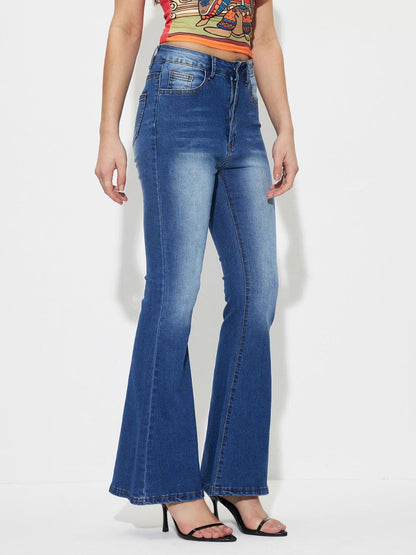 Mid-Rise Waist Bootcut Jeans.