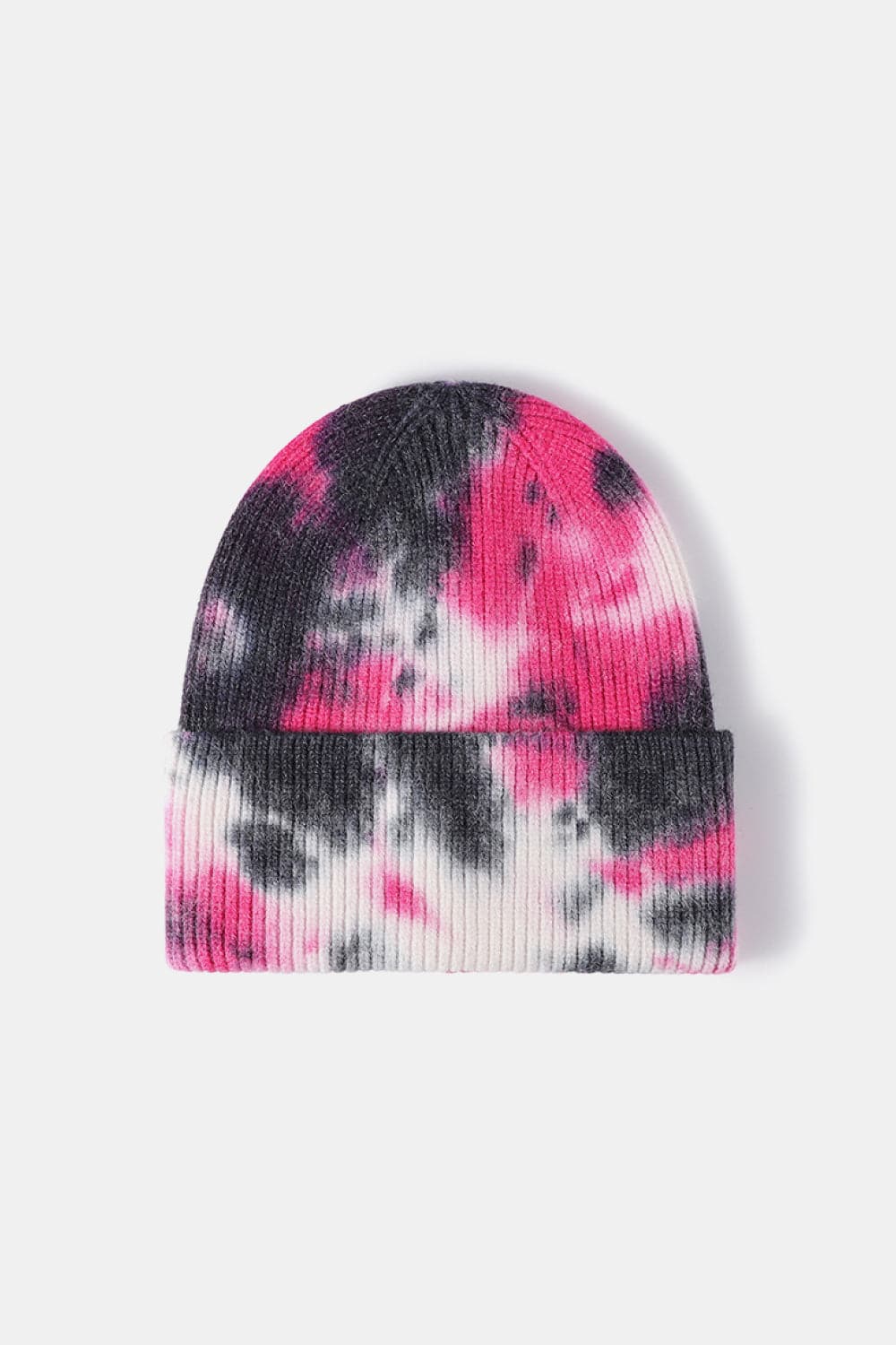 Tie-Dye Cuffed Rib-Knit Beanie Hat.