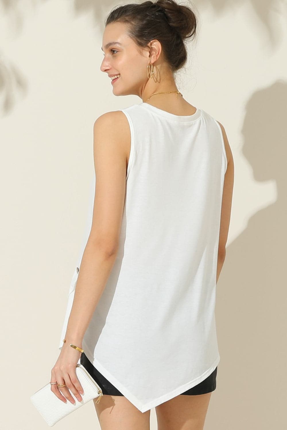 Ninexis Round Neck Button Side Tank.