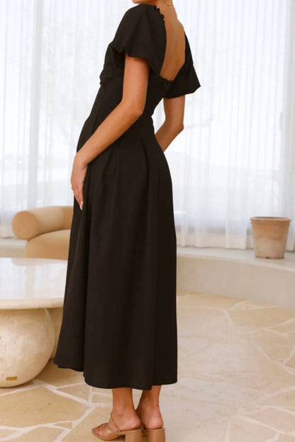 Sweet Serenity Puff Sleeve Midi Dress
