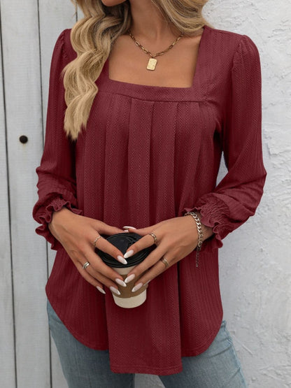 Square Neck Long Sleeve Top.