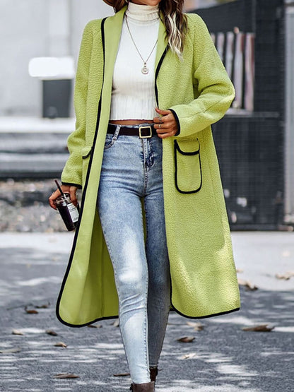 Chic long sleeve coat with pockets