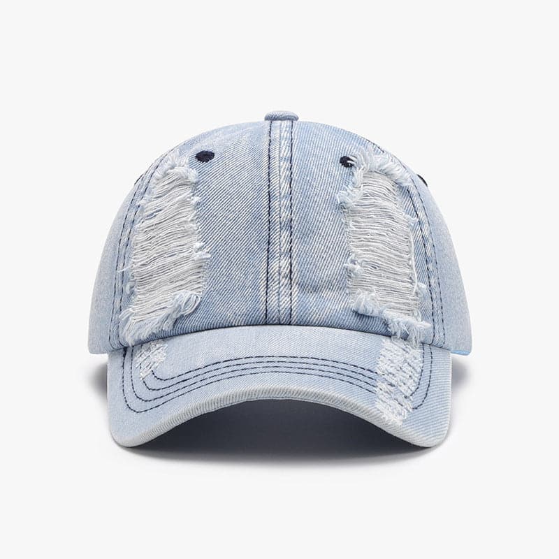 Distressed Cotton Baseball Cap.