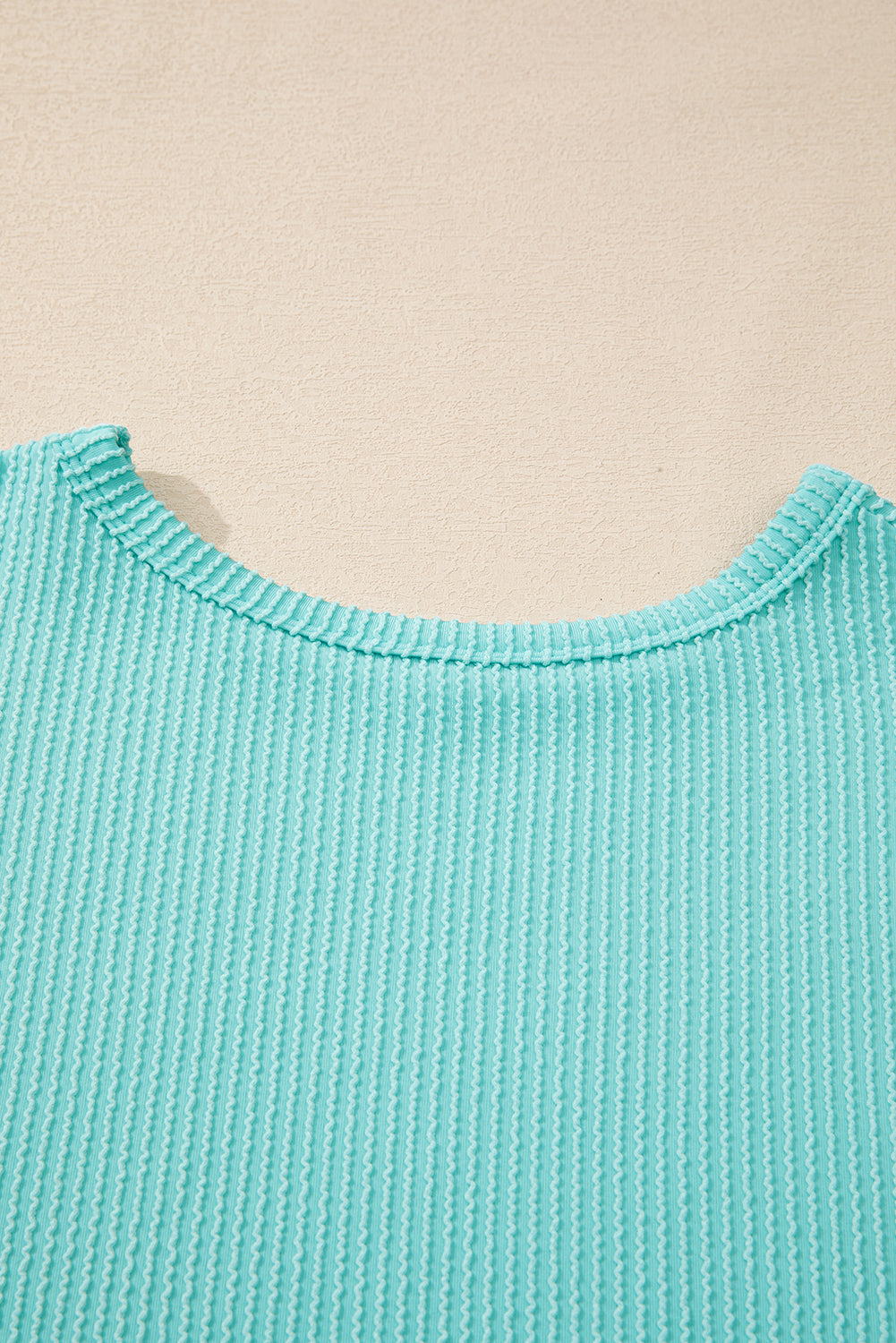 Aruba blue cozy corded knit top with round neck design