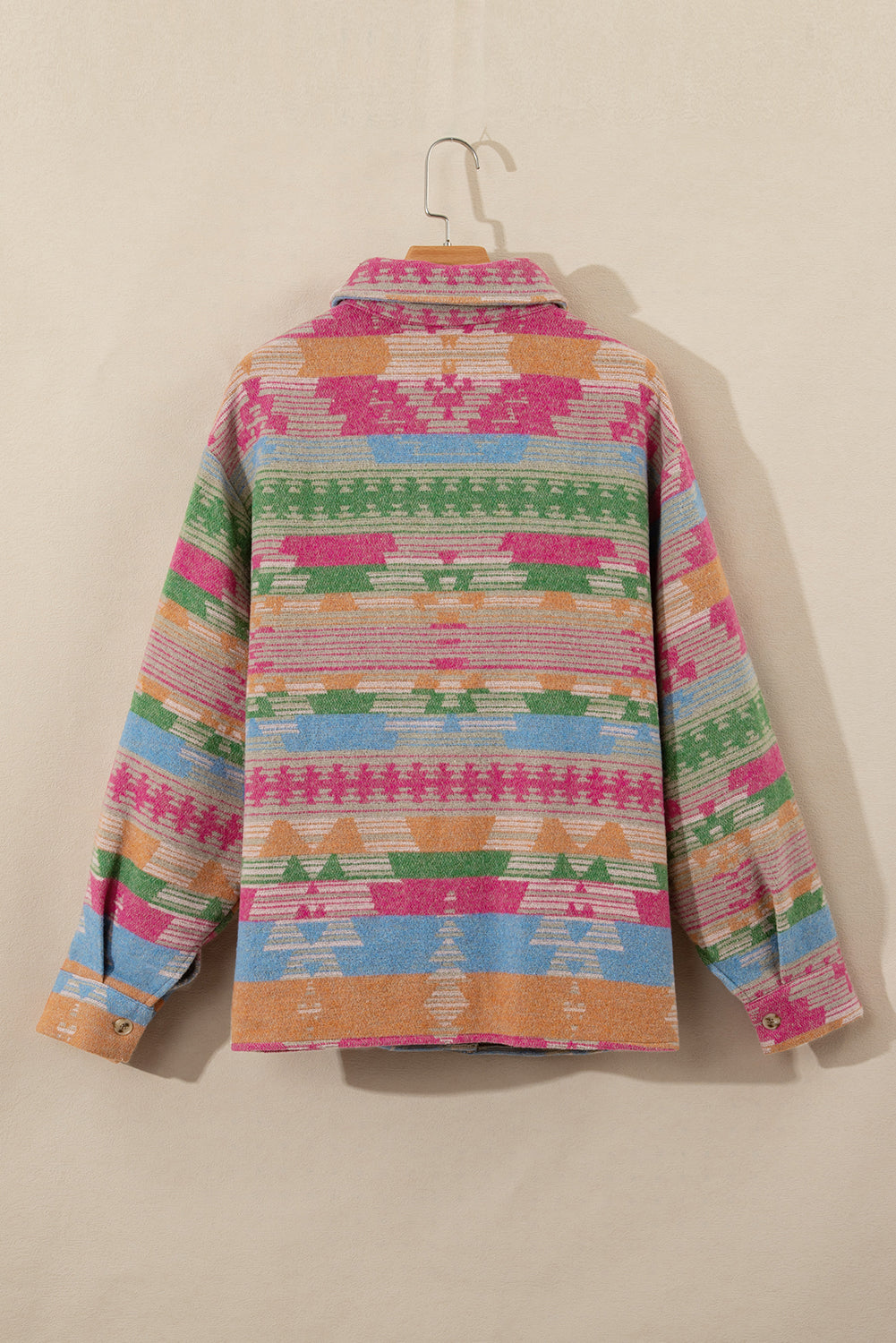 Plus size pink aztec shacket