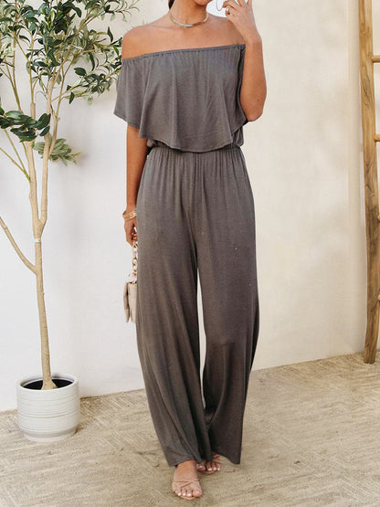 Ruffled Off-Shoulder Jumpsuit.