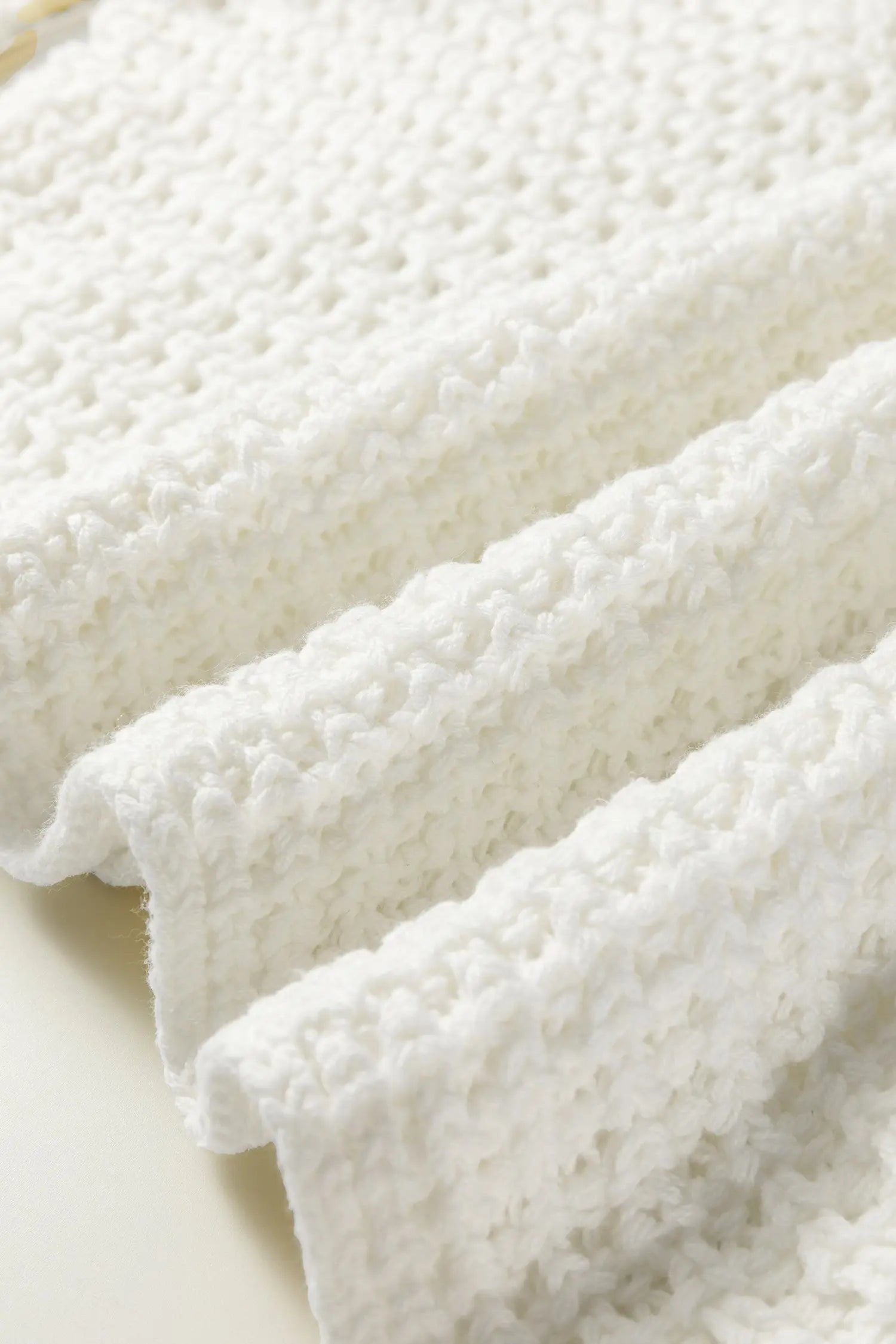 White Hollowed Detail Wide Sleeve Loose Pullover Sweater Dear-Lover Dropshipping