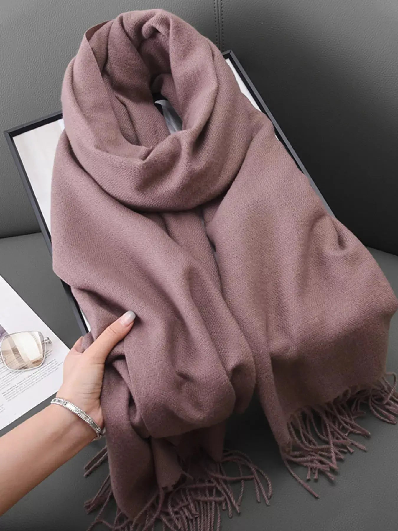 Solid Color Fringe Scarf Simply Love