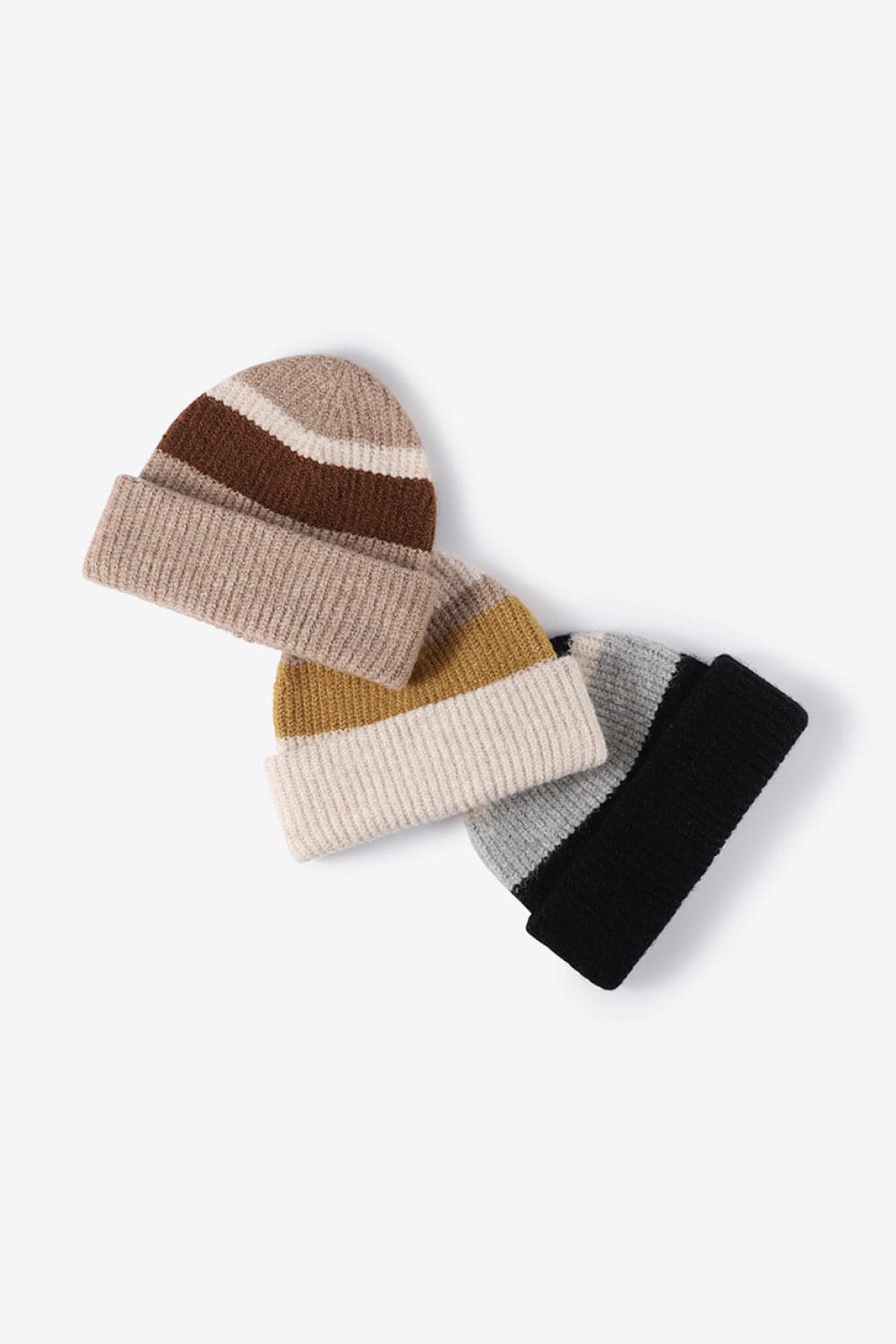 Tricolor Cuffed Knit Beanie.