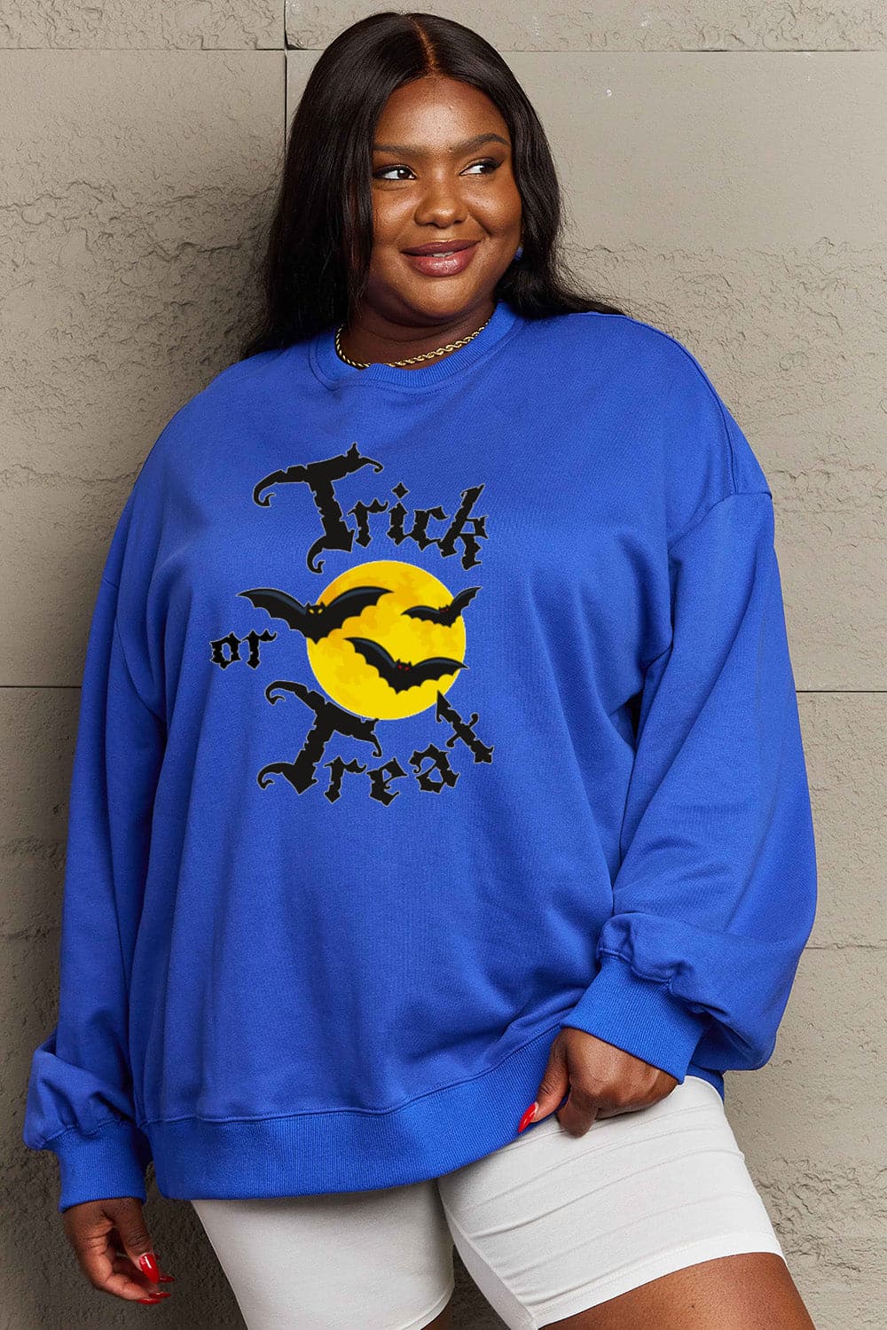 Simply Love Full Size TRICK OR TREAT Graphic Sweatshirt.