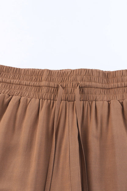 Chic brown wide leg pants with pockets