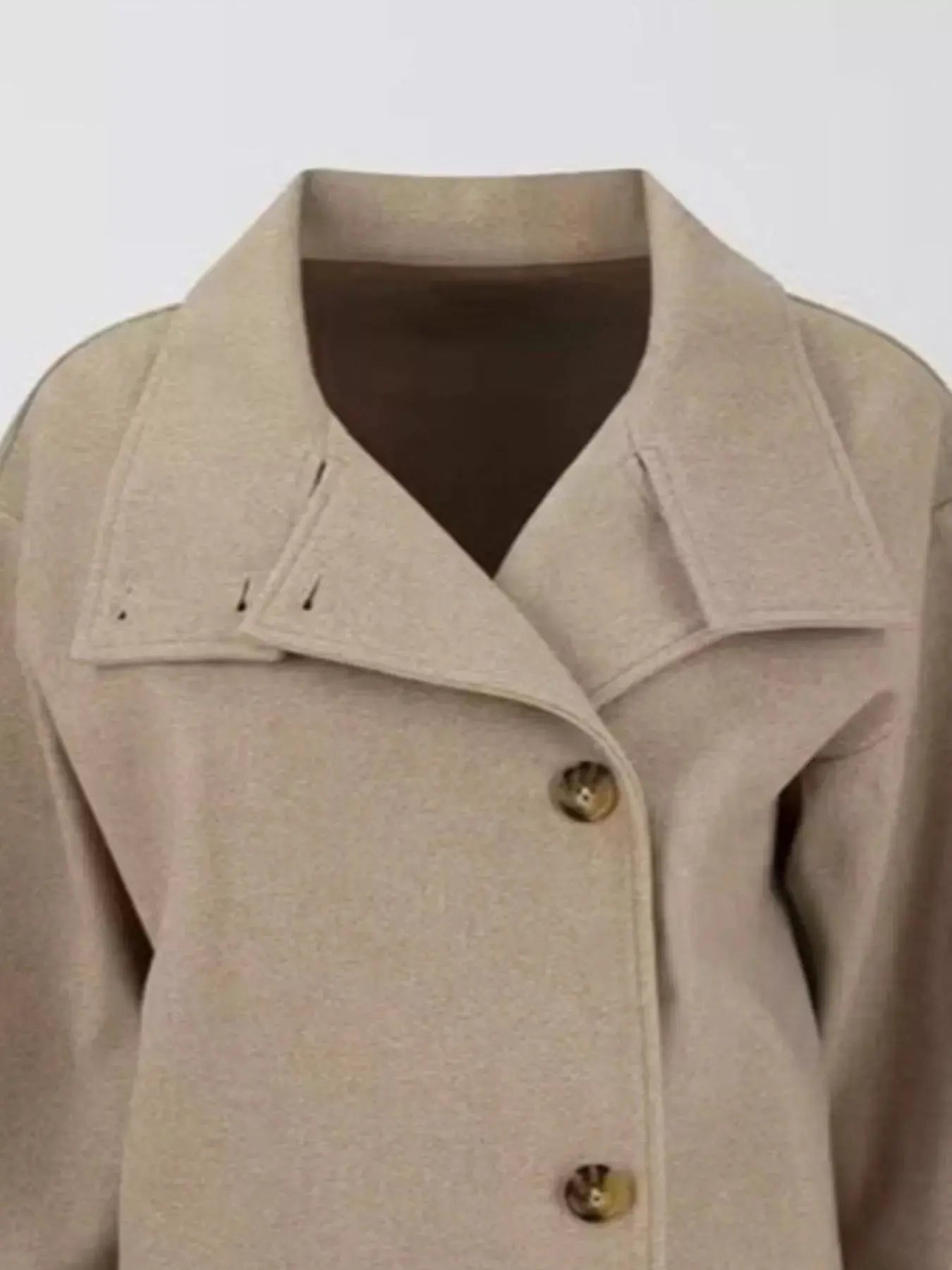 Navy Long Sleeve Buttoned Lightweight Outerwear Coat Lined Simply Love