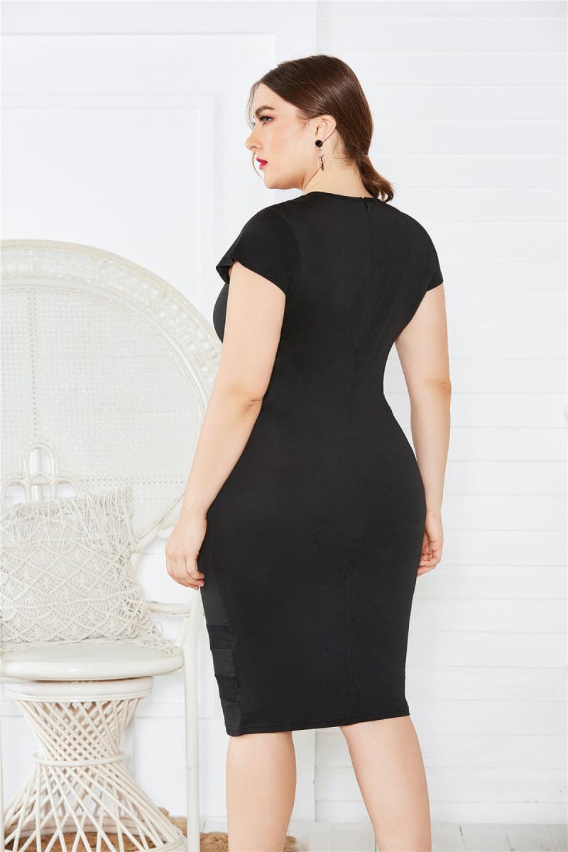 Plus Size Mesh Detail Midi Dress.