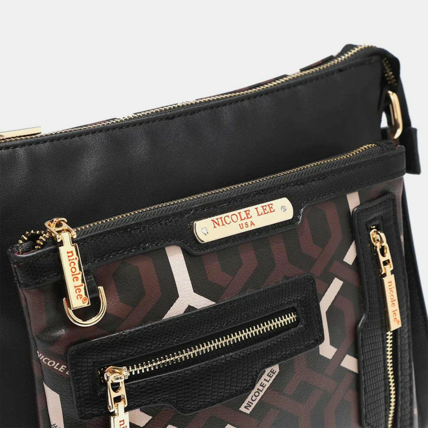 Nicole Lee USA Geometric Pattern Crossbody Bag.