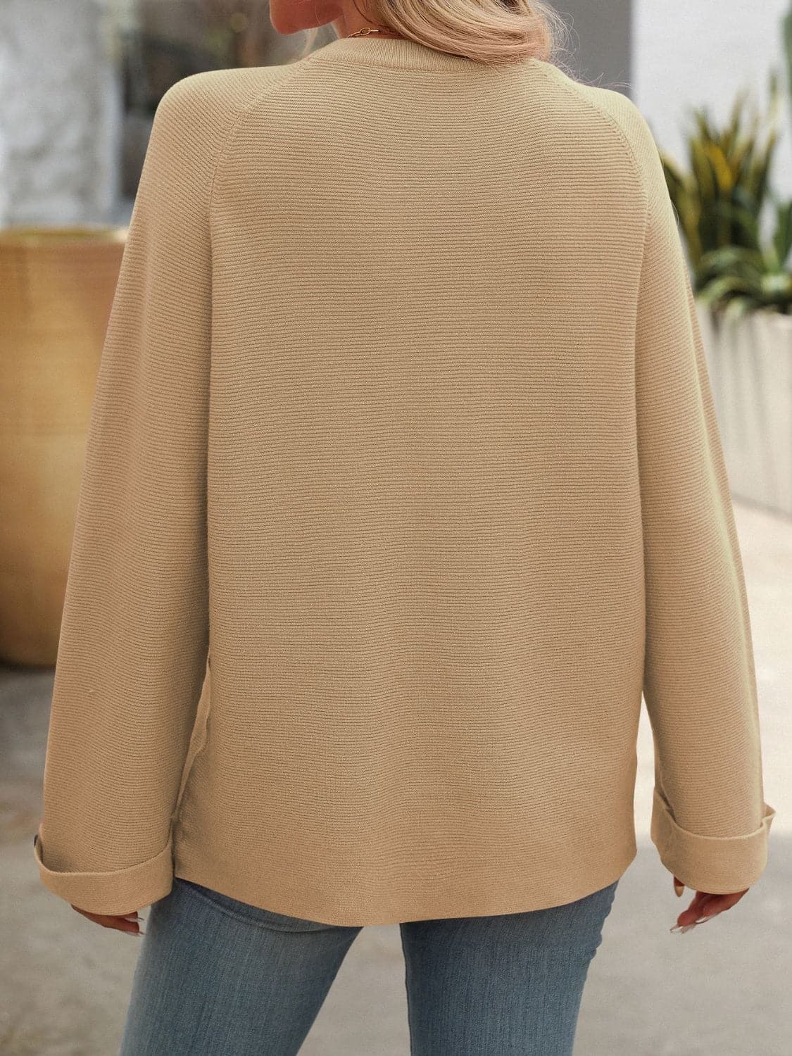 Round Neck Long Sleeve Sweater.