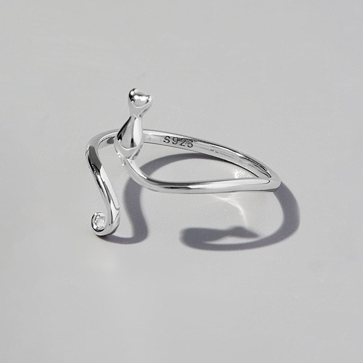 Cat Shape 925 Sterling Silver Ring.