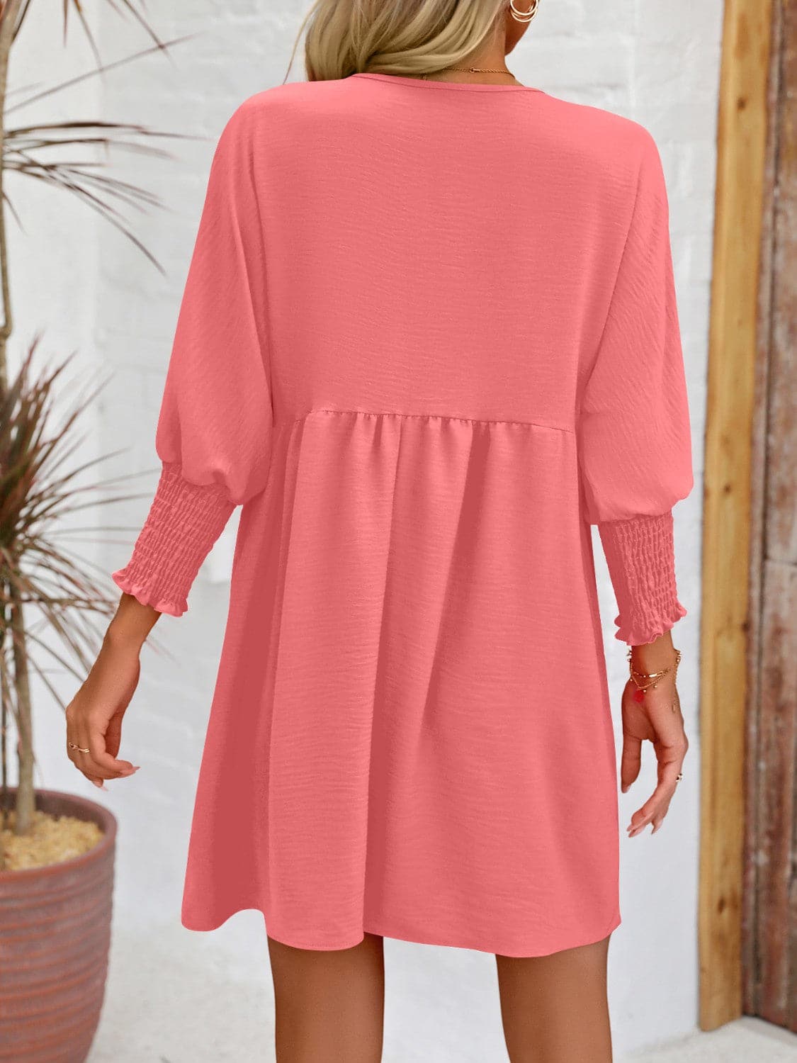 Round Neck Lantern Sleeve Mini DressFeatures: Basic style
Sheer: Opaque
Stretch: Slightly stretchy
Body: Not lined
Material composition: 100% polyester
Care instructions: Machine wash cold. Tumble dry Love Salve Round Neck Lantern Sleeve Mini Dress