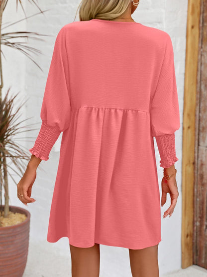 Round Neck Lantern Sleeve Mini DressFeatures: Basic style
Sheer: Opaque
Stretch: Slightly stretchy
Body: Not lined
Material composition: 100% polyester
Care instructions: Machine wash cold. Tumble dry Love Salve Round Neck Lantern Sleeve Mini Dress