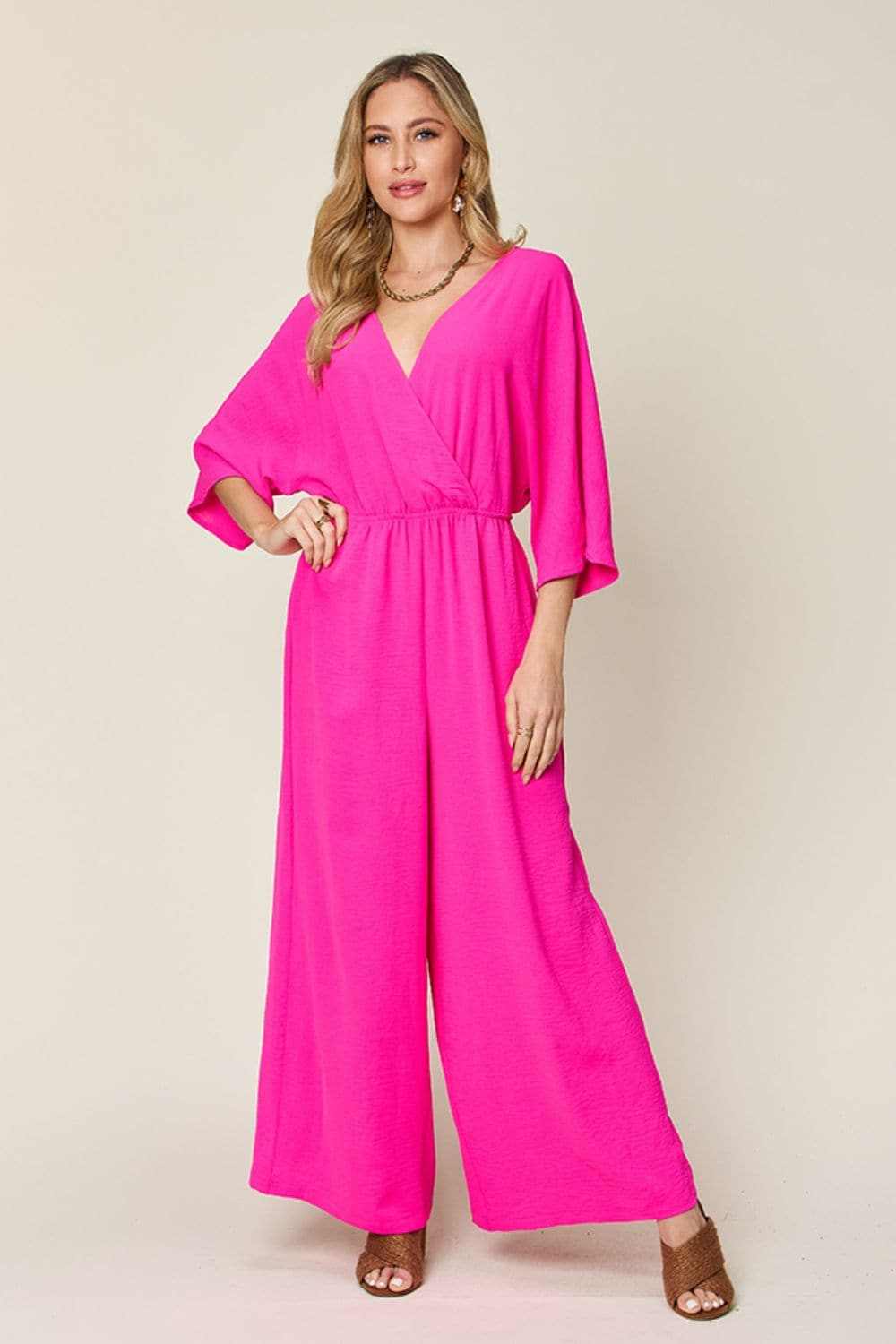 Chic surplice wide leg jumpsuit - Love Salve 