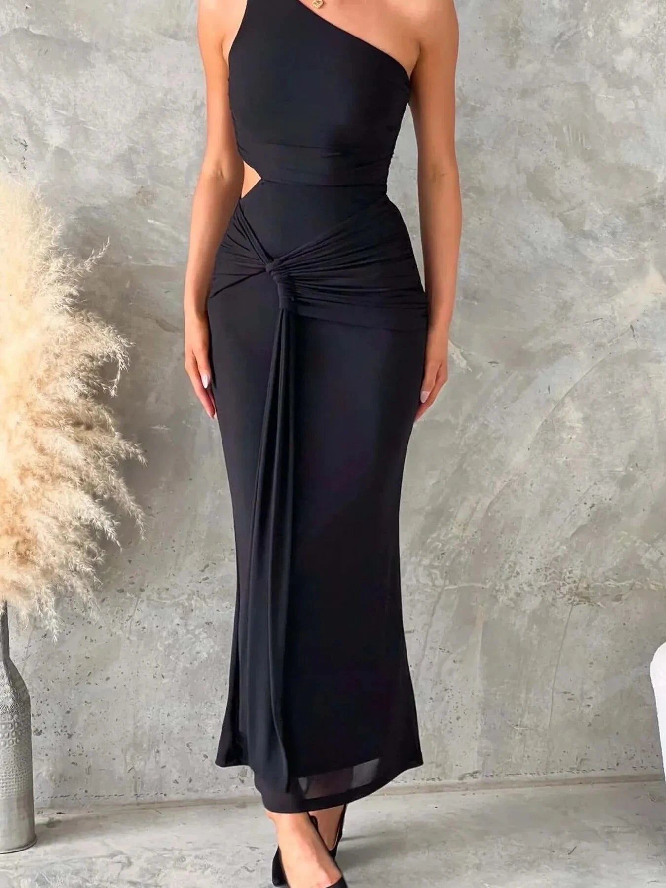 One-Shoulder Cutout Bodycon Maxi Dress Coco’s Tee Boutique