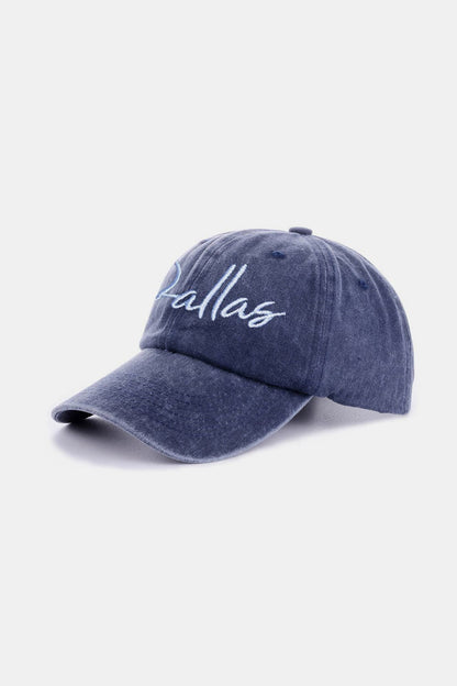 Zenana Washed DALLAS Embroidered Baseball Cap.