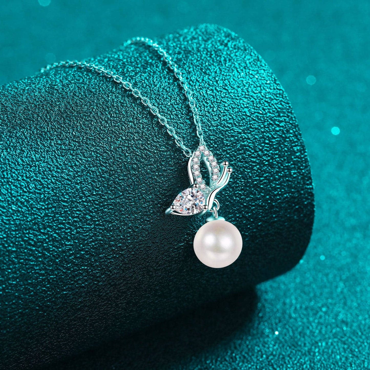 Natural Pearl Pendant Moissanite 925 Sterling Silver Necklace.