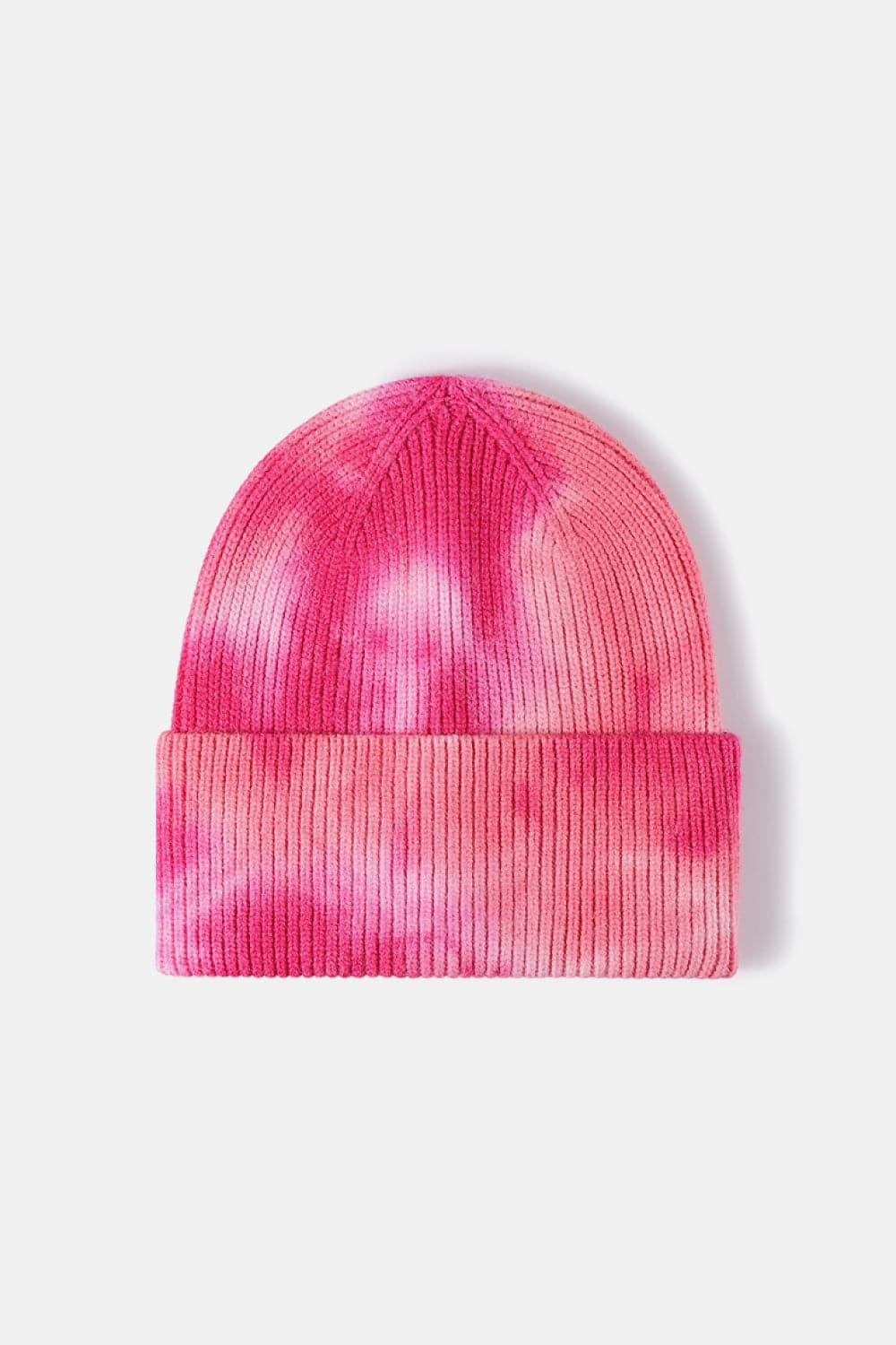 Tie-Dye Cuffed Rib-Knit Beanie Hat.