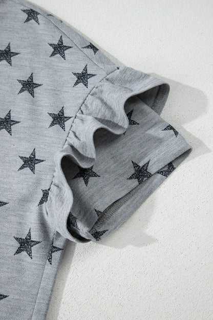 Simply Love: Star Print Tiered T-Shirt