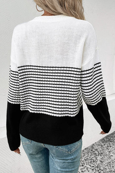 Striped Drop Shoulder Sweater.