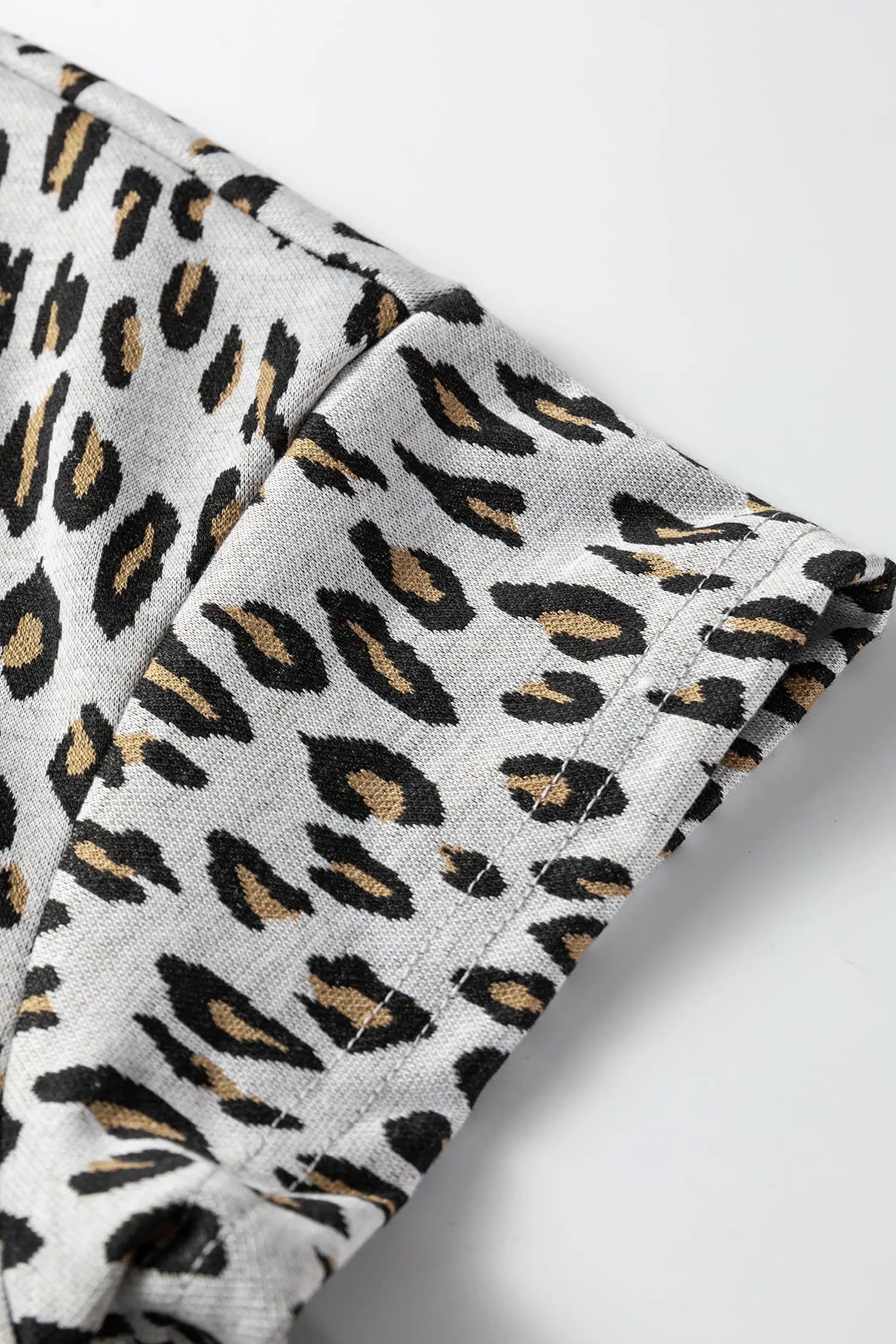 Beige Leopard Print 2pc Tee and Pants Set Casual Outfit Dear-Lover Dropshipping